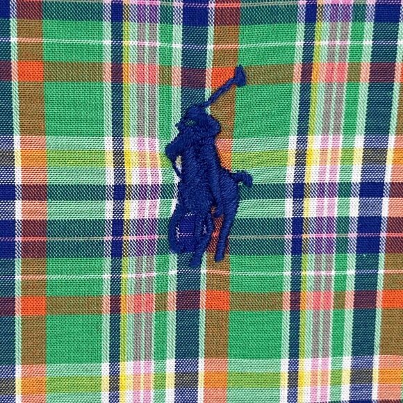 Ralph Lauren Custom Fit Plaid Shirt XL Pink Green Blue Pony Logo Classic Preppy - Picture 6 of 9